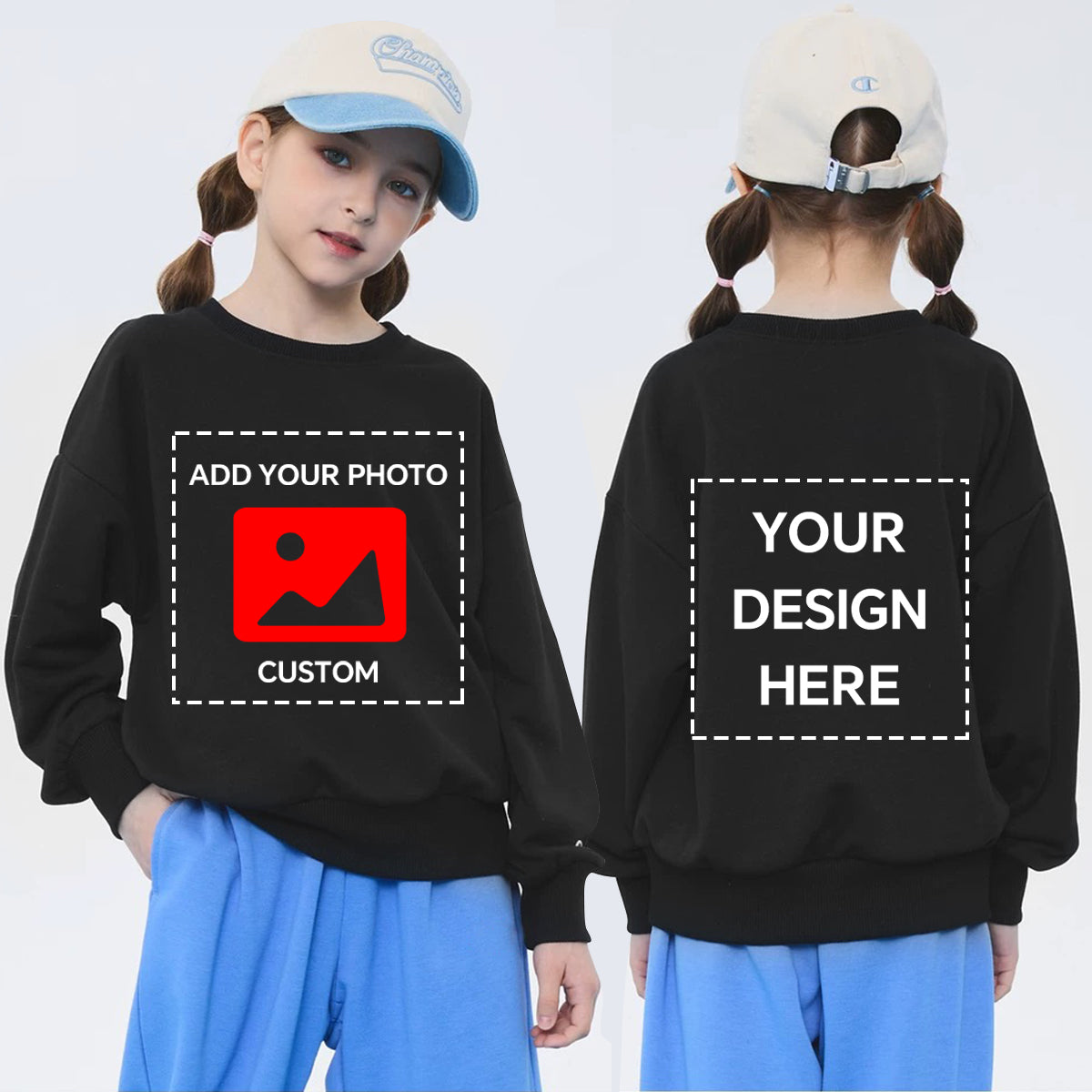 Girls' round neck sweatshirt customization