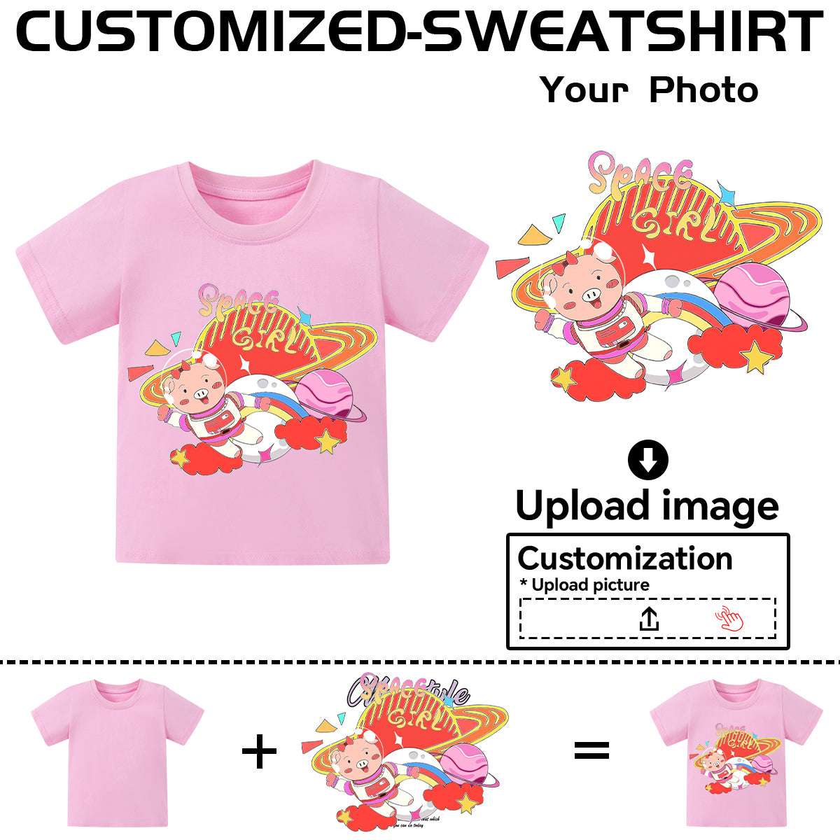 Girls' T-shirts are customized