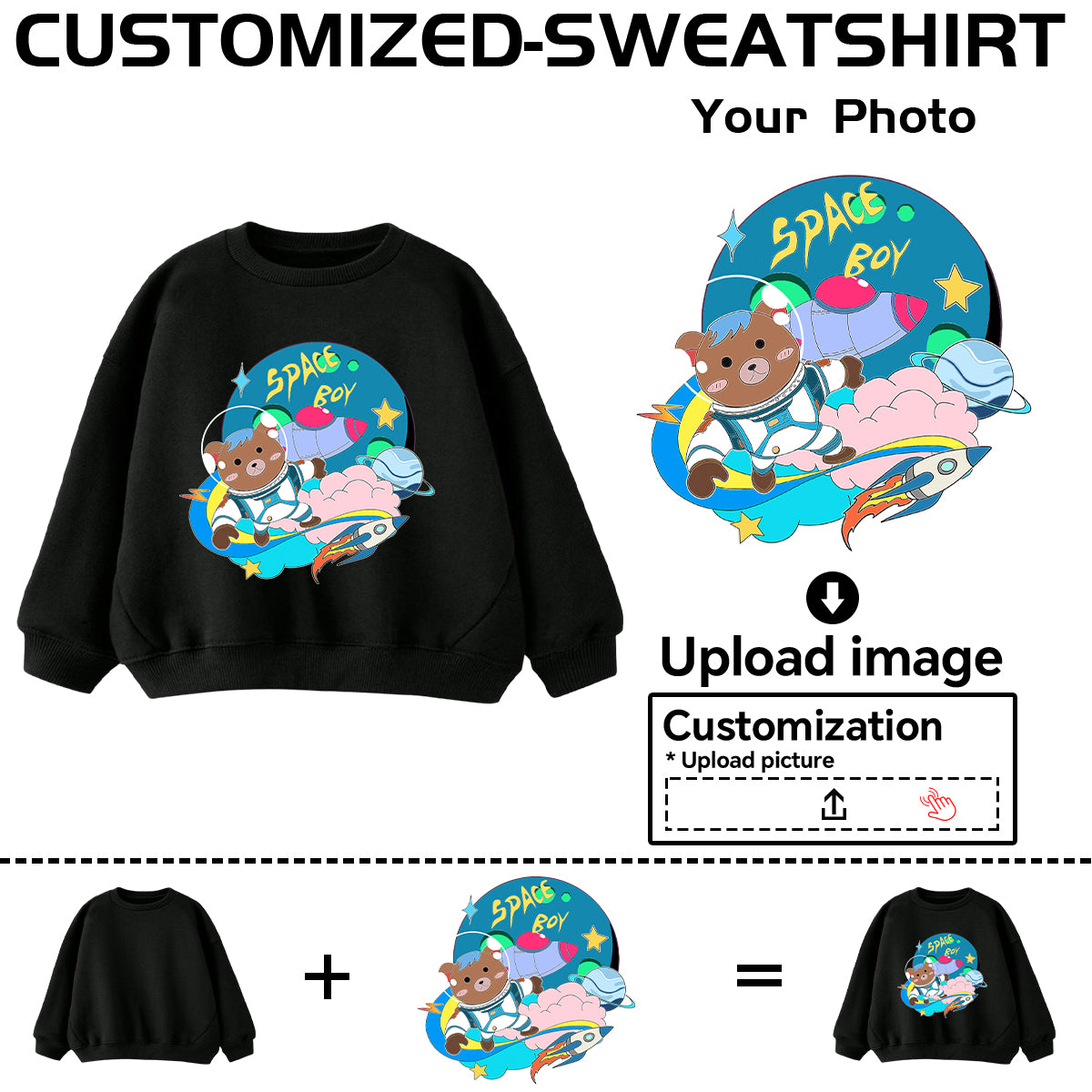 Boys' crew neck sweatshirt customization