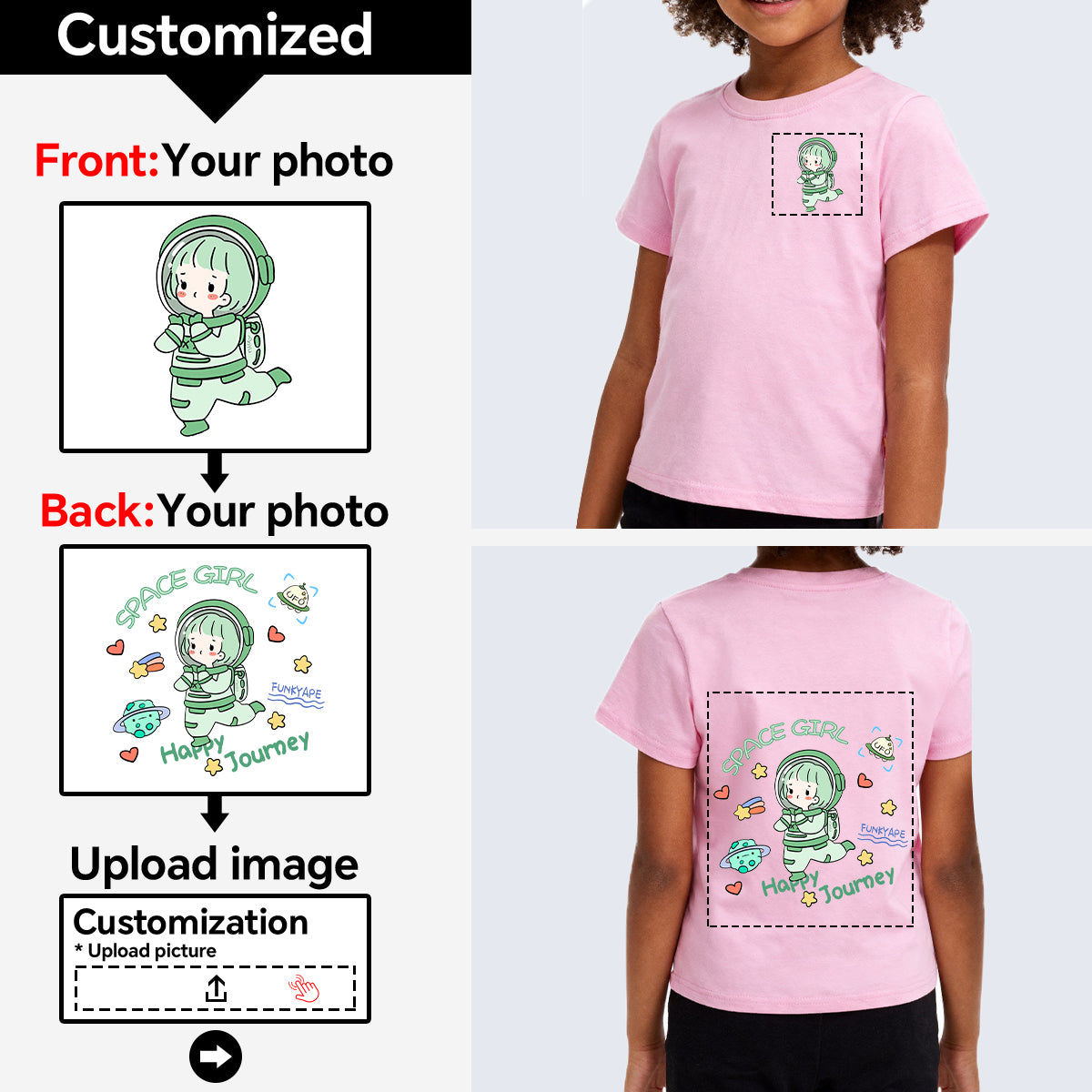 Girls' T-shirts are customized