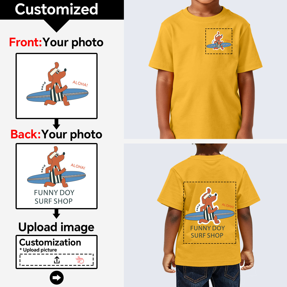 Boys' T-shirts are customized