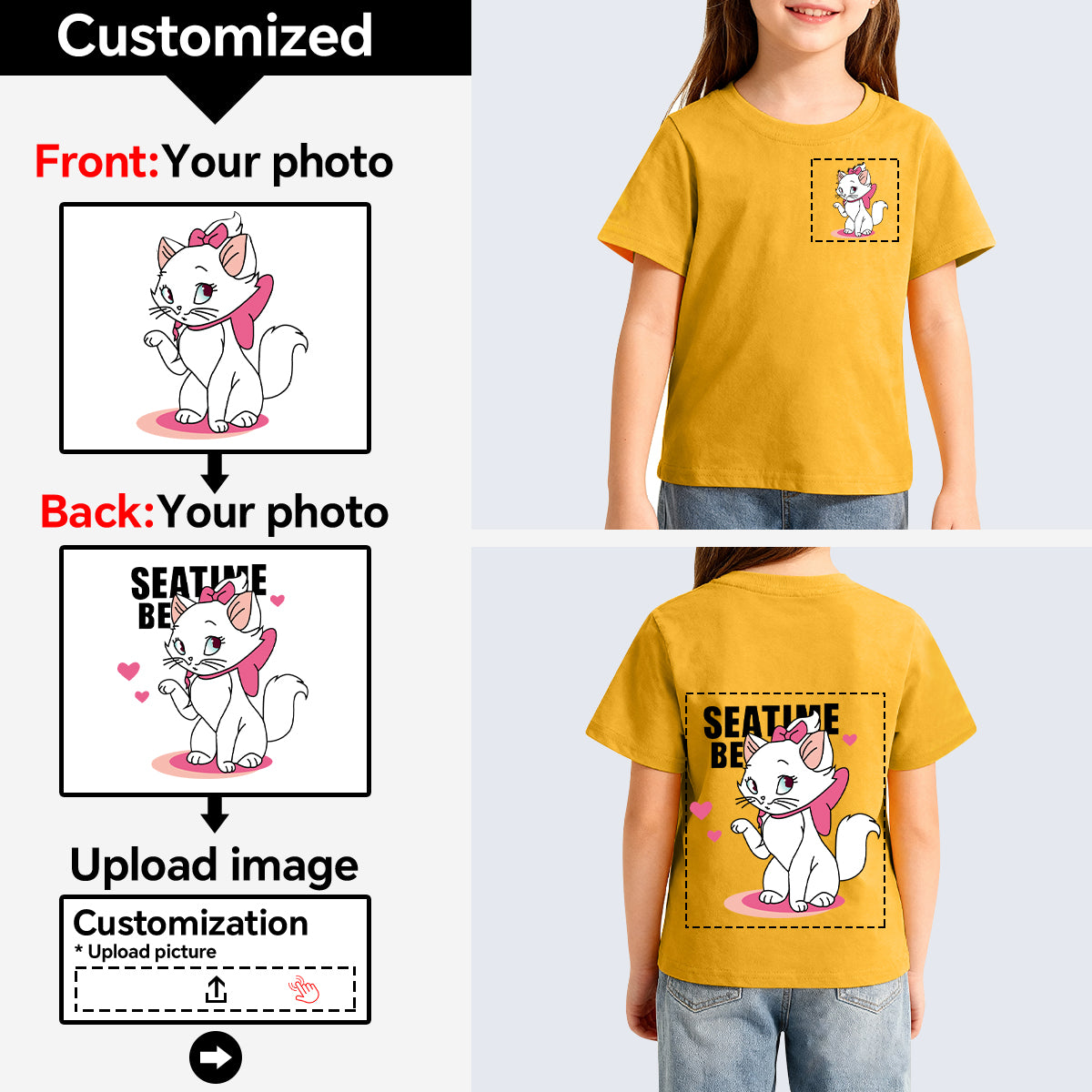 Girls' T-shirts are customized