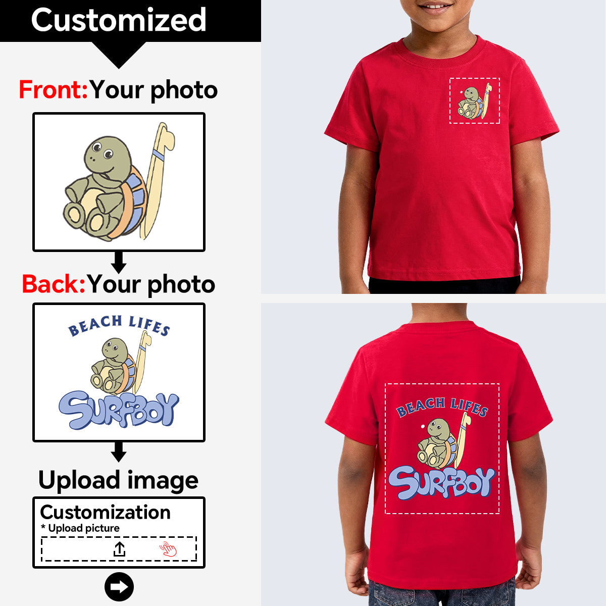 Boys' T-shirts are customized