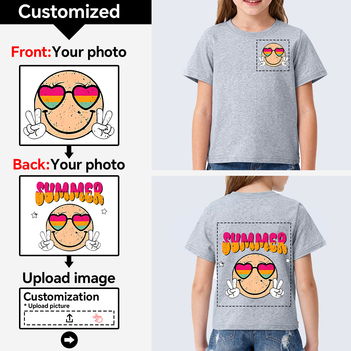 Girls' T-shirts are customized