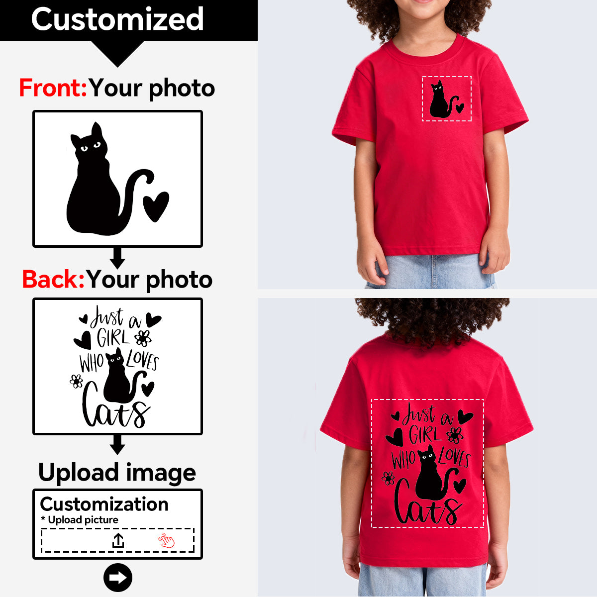 Girls' T-shirts are customized