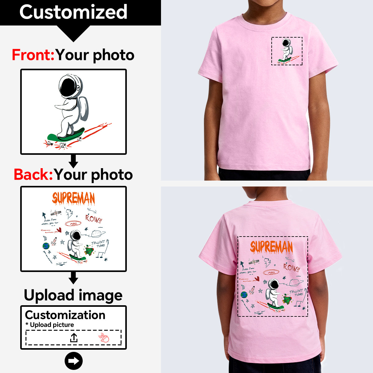 Boys' T-shirts are customized